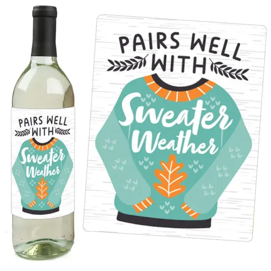 Big Dot of Happiness Happy Fall Truck - Harvest Pumpkin Party Decorations for Women and Men - Wine Bottle Label Stickers - Set of 4 {3}