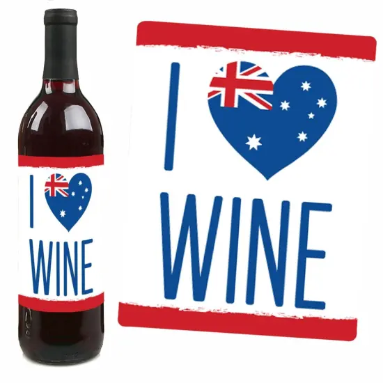 Big Dot of Happiness Australia Day - G'Day Mate Aussie Party Decorations for Women and Men - Wine Bottle Label Stickers - Set of 4 {4}