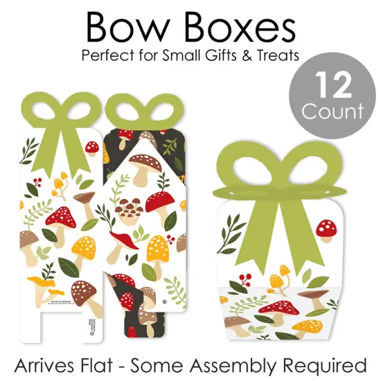 Big Dot of Happiness Wild Mushrooms - Square Favor Gift Boxes - Red Toadstool Party Bow Boxes - Set of 12 {7}