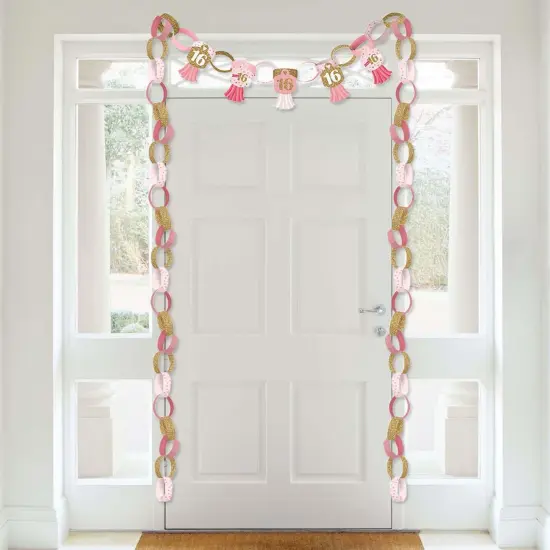 Big Dot of Happiness Sweet 16 - 90 Chain Links and 30 Paper Tassels Decoration Kit - 16th Birthday Party Paper Chains Garland - 21 feet {4}