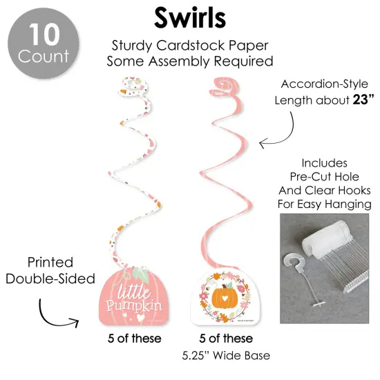 Big Dot of Happiness Girl Little Pumpkin - Fall Birthday Party or Baby Shower Supplies Decoration Kit - Decor Galore Party Pack - 51 Pieces {6}