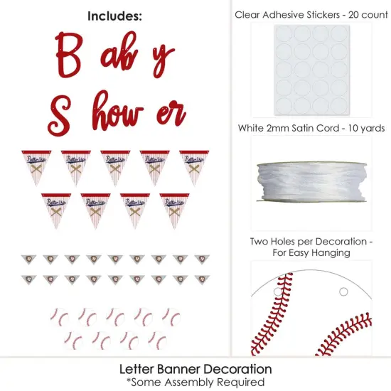 Big Dot of Happiness Batter Up - Baseball - Baby Shower Letter Banner Decoration - 36 Banner Cutouts and Baby Shower Banner Letters {6}