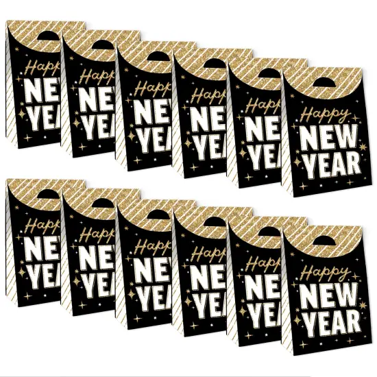Big Dot of Happiness Hello New Year - NYE Gift Favor Bags - Party Goodie Boxes - Set of 12 {6}