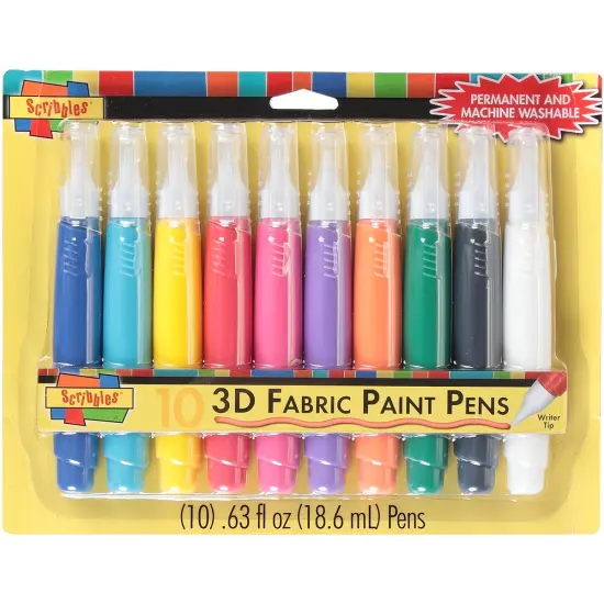 Scribbles 3D Fabric Paint Pens 10/Pkg-Assorted {1}