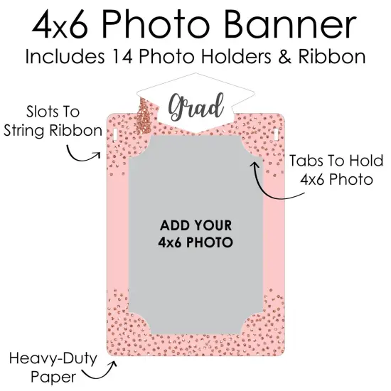 Big Dot of Happiness Rose Gold Grad - DIY Graduation Party Decor - K-12 School Picture Display - Photo Banner {7}
