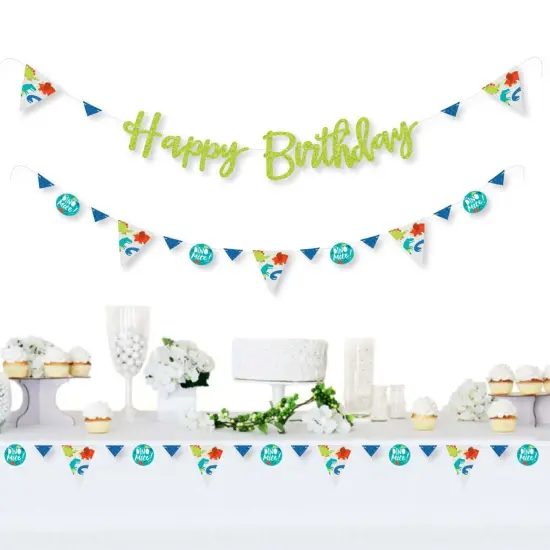 Big Dot of Happiness Roar Dinosaur - Dino Mite T-Rex Birthday Party Letter Banner Decoration - 36 Banner Cutouts and Happy Birthday Banner Letters {3}