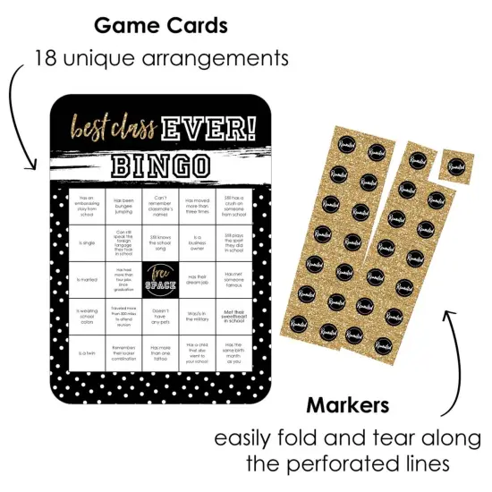 Big Dot of Happiness Reunited - Classmate Bingo Cards and Markers - School Class Reunion Party Bingo Game - Set of 18 {3}