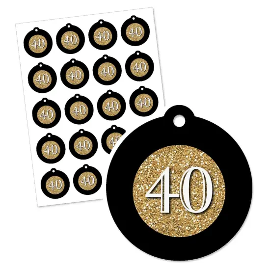 Big Dot of Happiness Adult 40th Birthday - Gold - Birthday Party Favor Gift Tags (Set of 20) {3}