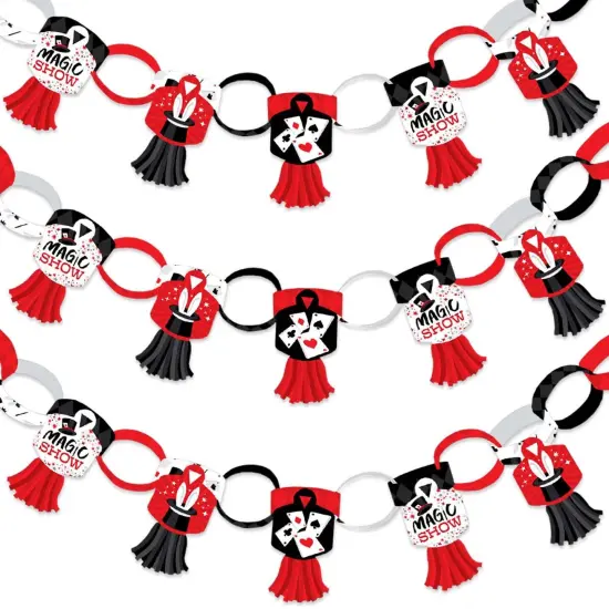 Big Dot of Happiness Ta-Da, Magic Show - 90 Chain Links and 30 Paper Tassels Decoration Kit - Magical Birthday Party Paper Chains Garland - 21 feet {1}
