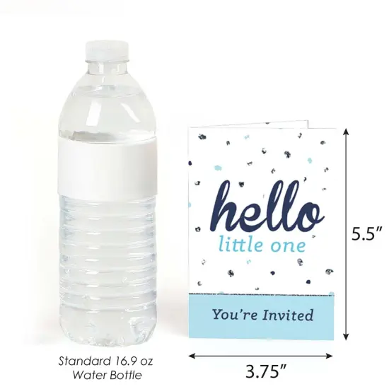 Big Dot of Happiness Hello Little One - Blue and Silver - Fill In Boy Baby Shower Party Invitations (8 count) {4}