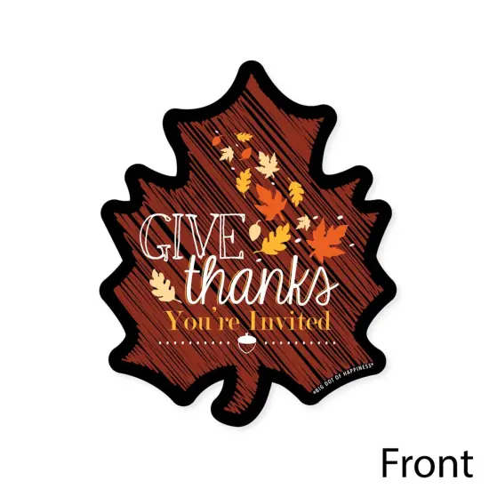 Big Dot of Happiness Give Thanks - Shaped Fill-in Invitations - Thanksgiving Party Invitation Cards with Envelopes - Set of 12 {4}