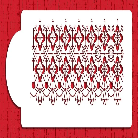 Victorian Crochet Cake Stencil Tier #2 | C449 by Designer Stencils | Cake Decorating Tools | Baking Stencils for Royal Icing, Airbrush, Dusting Powder | Reusable Plastic Food Grade Stencil for Cakes | Easy to Use & Clean Cake Stencil {1}