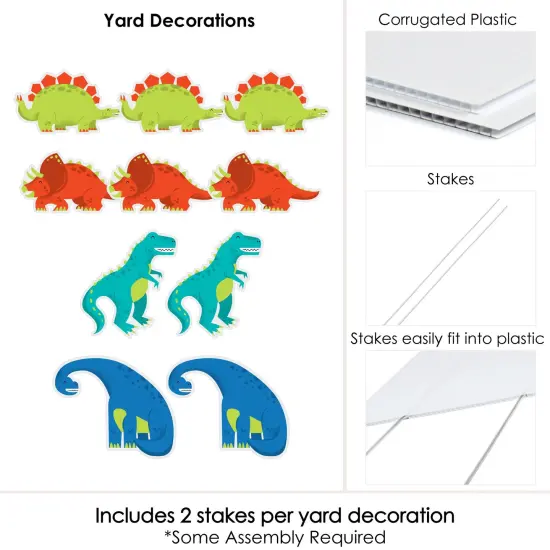 Big Dot of Happiness Roar Dinosaur - T-Rex Triceratops Stegosaurus & Brontosaurus Lawn Decor - Outdoor Baby Shower or Birthday Party Yard Decor -10 Pc {7}