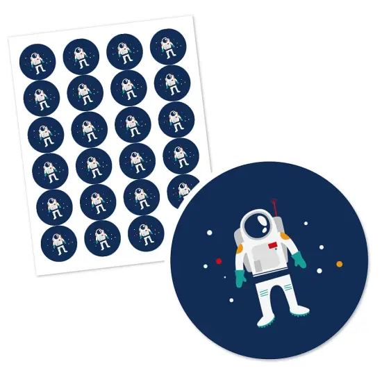 Big Dot of Happiness Blast Off to Outer Space - Rocket Ship Baby Shower or Birthday Party Circle Sticker Labels - 24 Count {3}