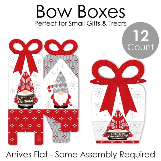 Big Dot of Happiness Christmas Gnomes - Square Favor Gift Boxes - Holiday Party Bow Boxes - Set of 12 {7}