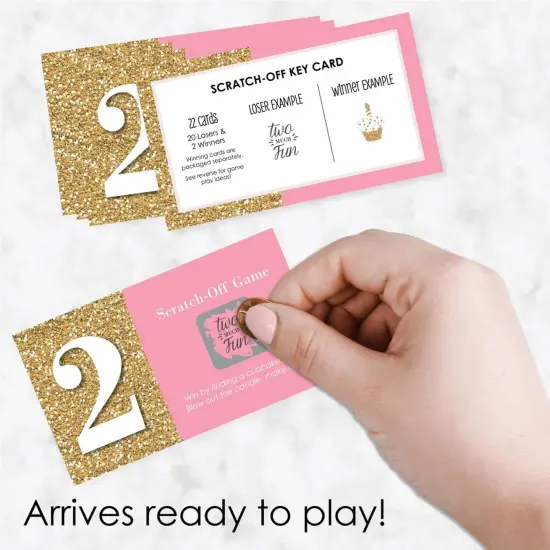 Big Dot of Happiness Two Much Fun - Girl - 2nd Birthday Party Game Scratch Off Cards - 22 Count {3}