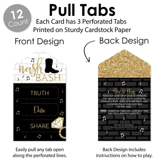 Big Dot of Happiness Nash Bash - Nashville Bachelorette Party Game Pickle Cards - Truth, Dare, Share Pull Tabs - Set of 12 {4}