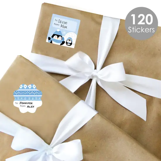 Big Dot of Happiness Winter Penguins - Assorted Holiday and Christmas Party Gift Tag Labels - To and From Stickers - 12 Sheets - 120 Stickers {3}