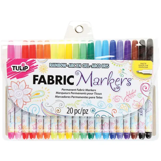 Tulip Permanent Fabric Markers 20/Pkg-Fine Line Assorted Colors {1}