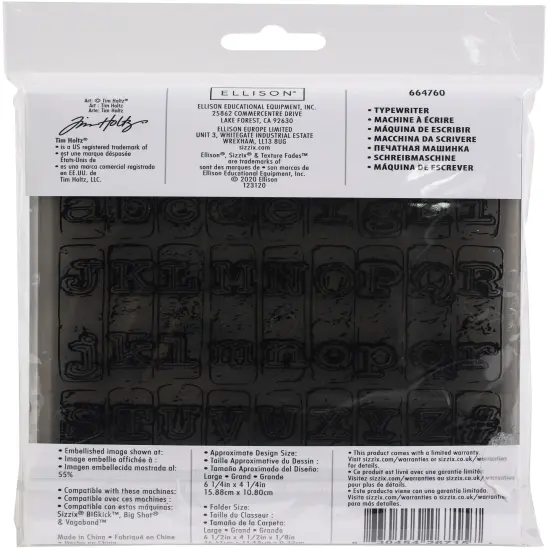 Sizzix 3D Texture Fades Embossing Folder By Tim Holtz-Typewriter {2}