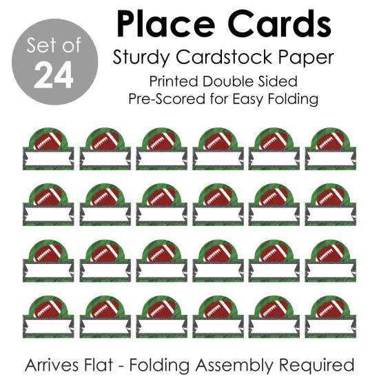 Big Dot of Happiness End Zone - Football - Baby Shower or Birthday Party Tent Buffet Card - Table Setting Name Place Cards - Set of 24 {7}