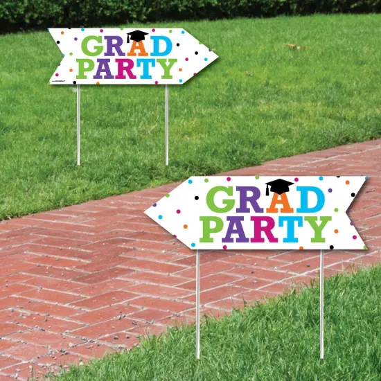 Big Dot of Happiness Hats Off Grad - Graduation Party Sign Arrow - Double Sided Directional Yard Signs - Set of 2 {1}