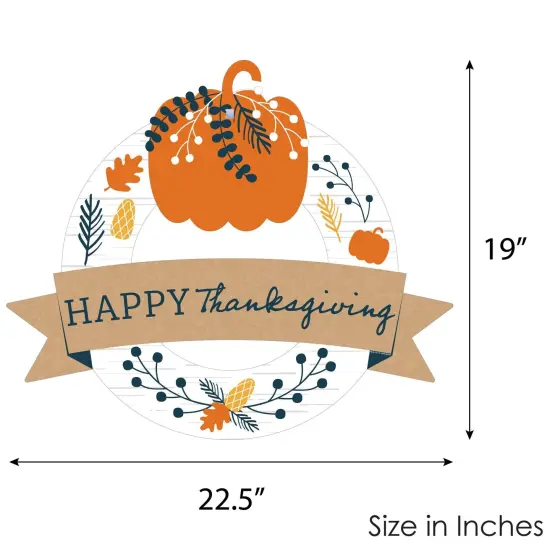 Big Dot of Happiness Happy Thanksgiving - Outdoor Fall Harvest Party Decor - Front Door Wreath {6}