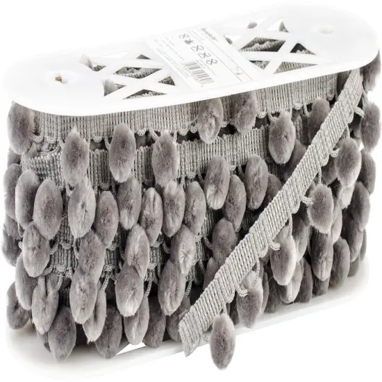Simplicity Ball Fringe 1-1/8"X12yd-Grey {1}
