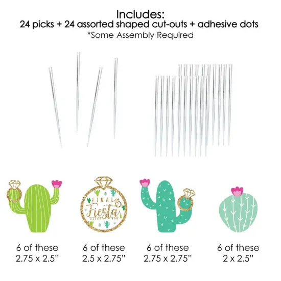 Big Dot of Happiness Final Fiesta - Dessert Cupcake Toppers - Last Fiesta Bachelorette Party Clear Treat Picks - Set of 24 {7}