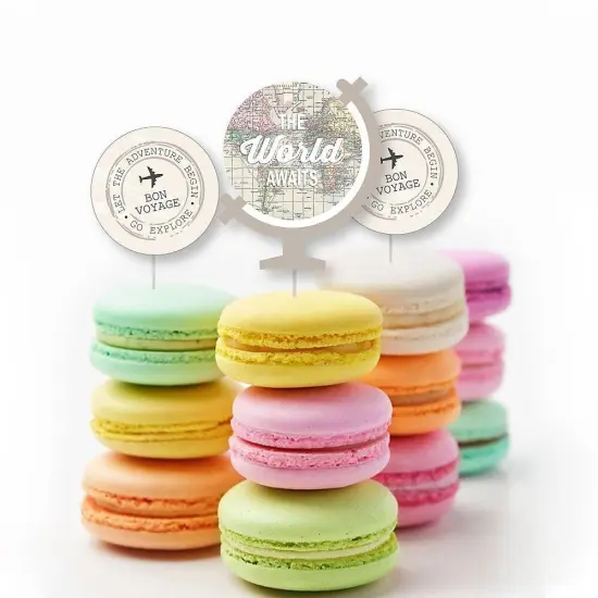 Big Dot of Happiness World Awaits - Dessert Cupcake Toppers - Travel Themed Party Clear Treat Picks - Set of 24 {6}