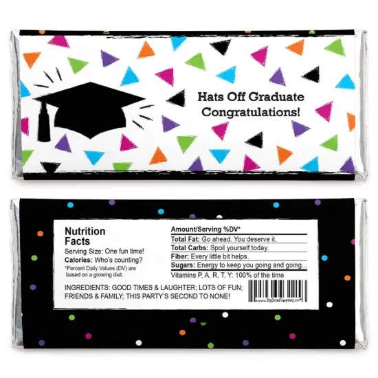 Big Dot of Happiness Hats Off Grad - Graduation Party Candy Bar Wrappers Party Favors - Set of 24 {3}