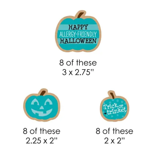 Big Dot of Happiness Teal Pumpkin - Diy Shaped Halloween Allergy Friendly Trick or Trinket Cut-Outs - 24 Count {3}