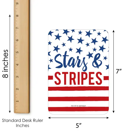 Big Dot of Happiness Stars & Stripes - Bar Bingo Cards and Markers - Patriotic Party Shaped Bingo Game - Set of 18 {6}