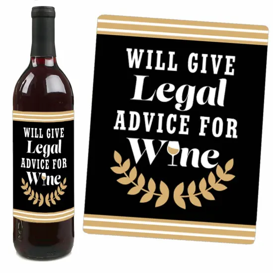 Big Dot of Happiness Law School Grad - Future Lawyer Graduation Party Decorations for Women and Men - Wine Bottle Label Stickers - Set of 4 {7}