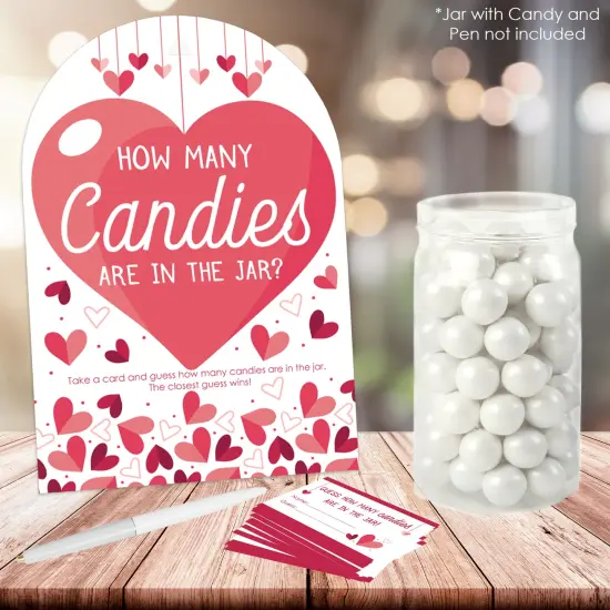 Big Dot of Happiness Happy Galentine's Day - How Many Candies Valentine's Day Party Game - 1 Stand and 40 Cards - Candy Guessing Game {3}
