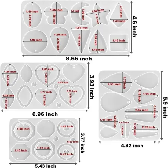 Kitcheniva 5 Pcs Large Resin Earrings Mold Set {3}