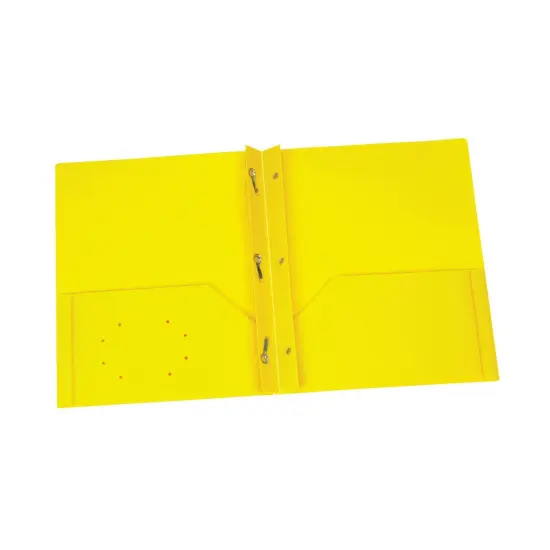 Yellow Poly Two Pocket Portfolio with Prongs, Pack of 25 {1}