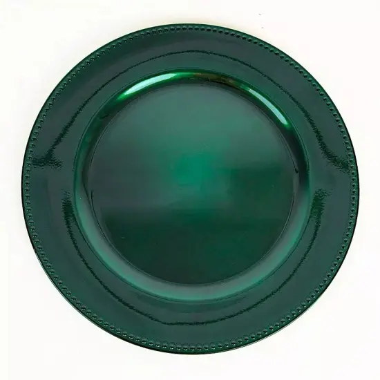 24 pcs 13" HUNTER GREEN BEADED Round CHARGER PLATES {1}