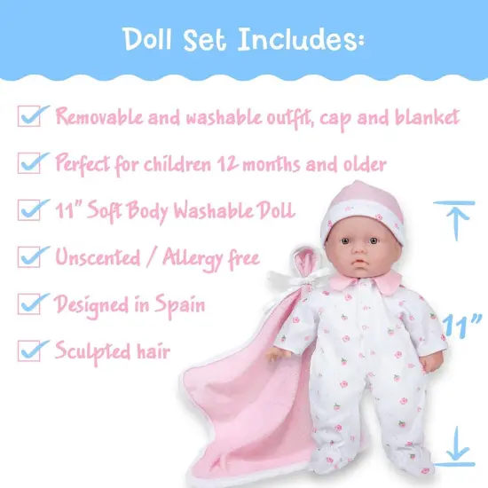 La Baby Soft 11" Baby Doll, Pink with Blanket, Caucasian {4}