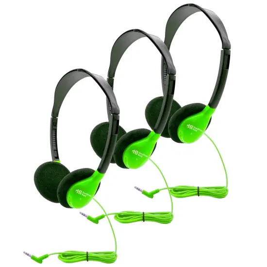 Personal On-Ear Stereo Headphone, Green, Pack of 3 {1}