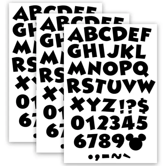 Mickey Mouse&reg; Throwback Black Deco Letters, 216 Characters Per Pack, 3 Packs {1}