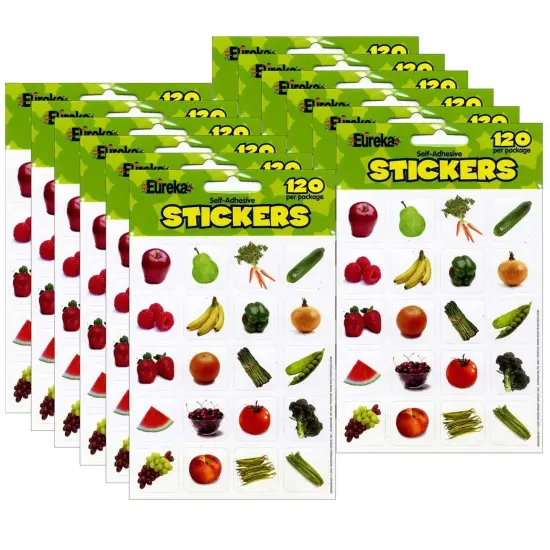Fruits & Vegetables Theme Stickers, 120 Per Pack, 12 Packs {1}