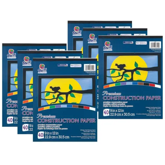 Construction Paper Pad, 10 Classic Colors, 9" x 12", 40 Sheets, Pack of 6 {1}