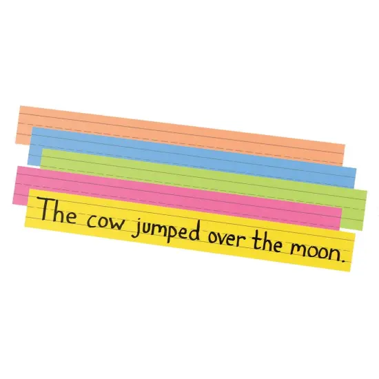 Sentence Strips, Assorted 5 Colors, 1-1/2" Ruled 3" x 24", 100 Strips Per Pack, 2 Packs {2}