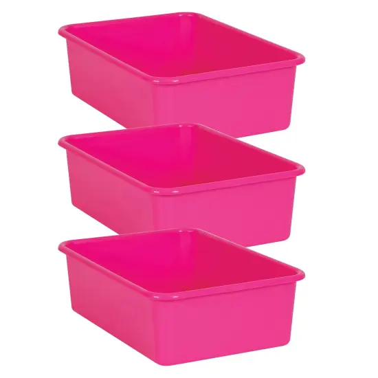 Pink Large Plastic Storage Bin, Pack of 3 {1}
