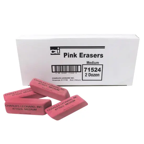 Medium Natural Rubber Pink Wedge Eraser, 24 Per Pack, 3 Packs {2}