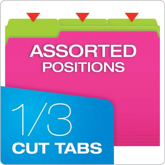 Twisted Glow File Folders, Letter Size, Assorted Colors, 1/3 Cut, 12 Per Pack, 2 Packs {5}