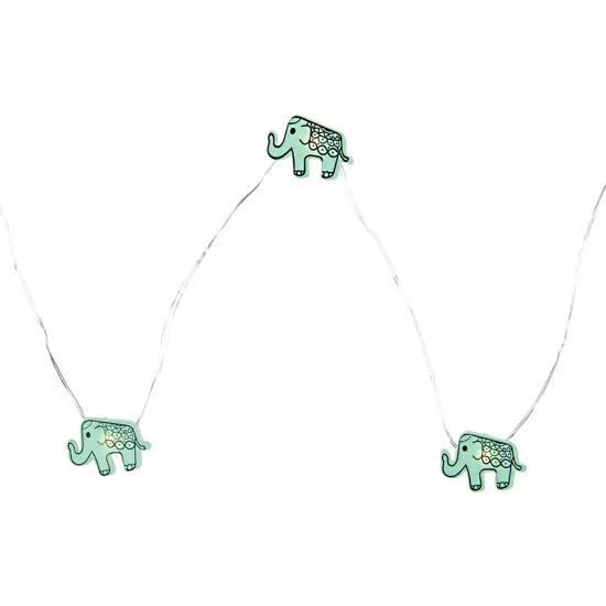 Northlight LED Elephant Fairy Lights - Warm White - 2.75' Silver Wire - 10ct Green {3}