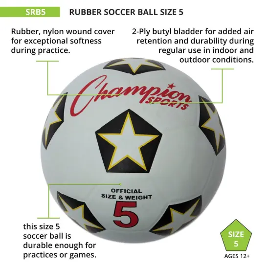 Rubber Soccer Ball Size 5, Pack of 3 {4}