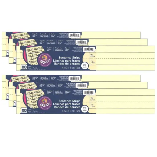 Sentence Strips, Manila, 3" x 24", 100 Strips Per Pack, 6 Packs {1}